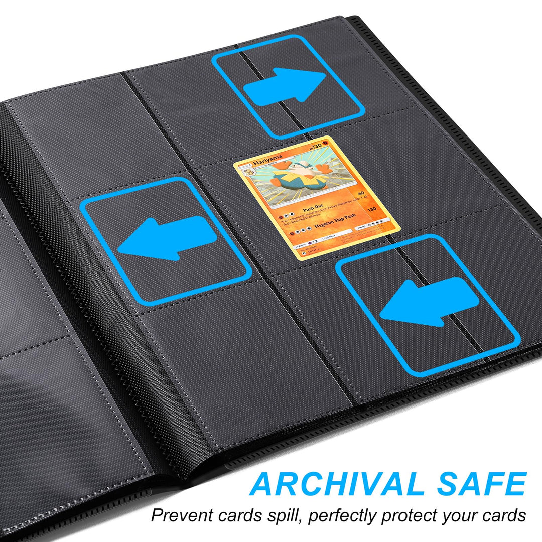 9 Pockets Card Binder for Trading Cards, Baseball Card Collection Binder with 360 Side Loading Pockets Sports Card Book Card Folder Card Album Card Holder Fit for MTG Football Play Cards (Black)