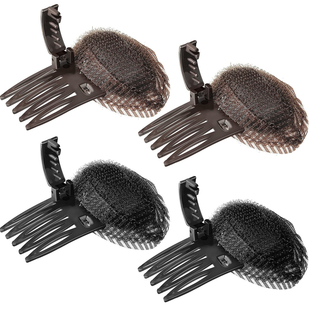 4 Pieces Puff Hair Head Cushion Invisible Fluffy Hair Pad Sponge Clip Front Hair Base Comb Bun Bump Up Volume Hair Base Invisibl