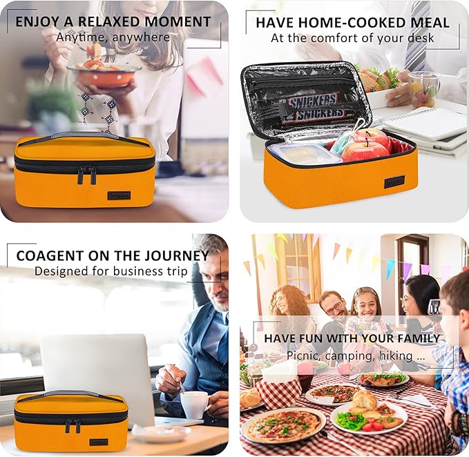 Gloppie Mini Lunch Box Small Lunch Bag for Children Insulated Lunch Bag for Kids, CPC Certified | Child-Safe Materials, Thermal LunchBox Reusable Sandwich Bags Snack Box, Orange