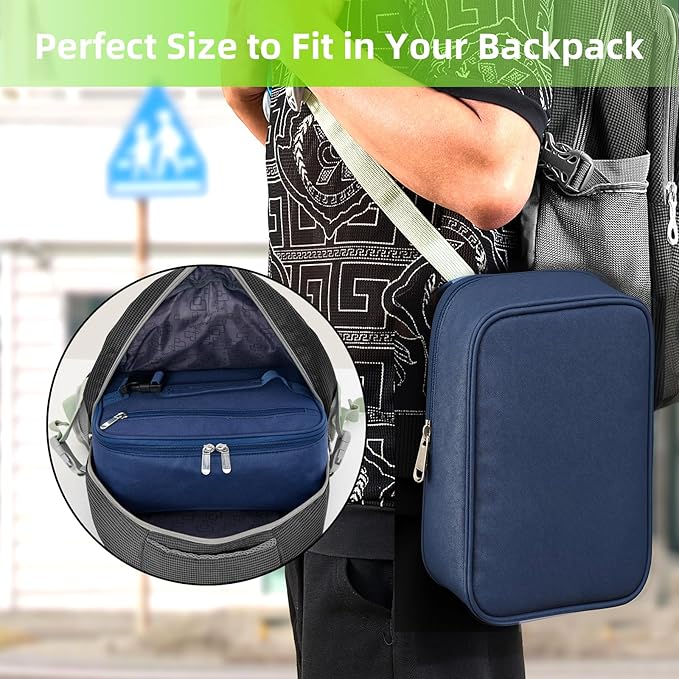 Small Lunch Box Insulated Lunch Bag for Women Men, Bento Kids Lunch Box, Compact Portable Thermal Meal Cooler Bags with Buckle Handle for Work & School, Navy Blue 5L