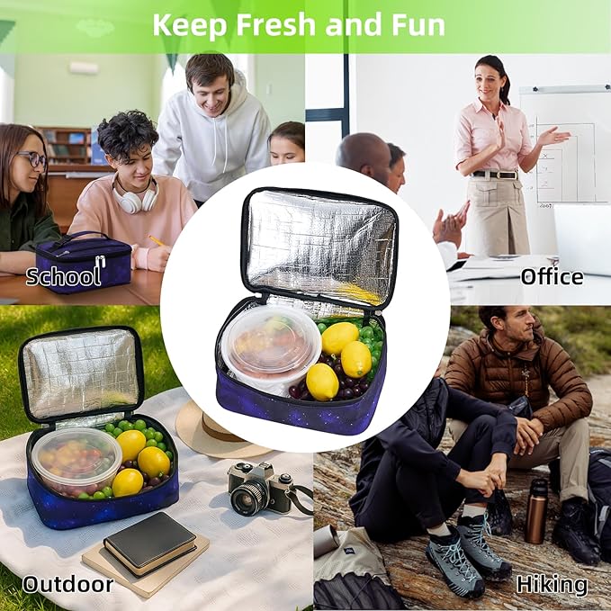 Small Lunch Box Insulated Lunch Bag for Women Men, Bento Kids Lunch Box, Compact Portable Thermal Meal Cooler Bags with Buckle Handle for Work & School, Astral 5L