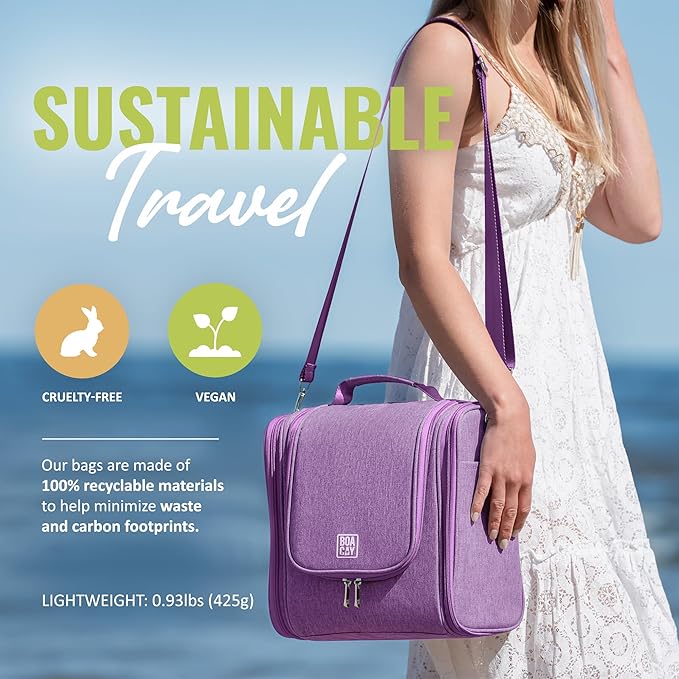 BOACAY Extra Large Hanging Travel Toiletry Bag for Women and Men, Makeup Bag, Bathroom & Shower Organizer Kit for Accessories, Cosmetics, Essentials