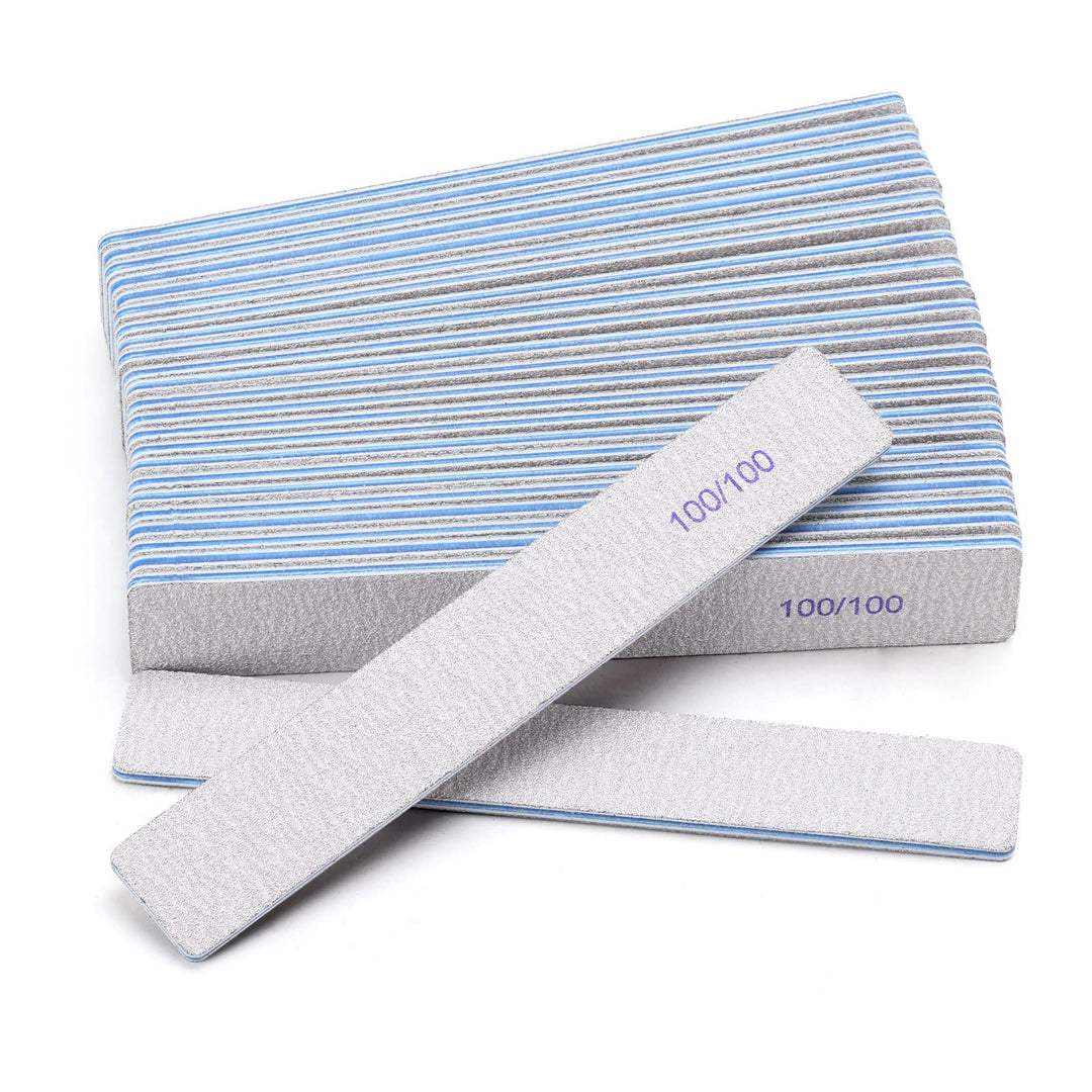 25 Pieces Rectangle Nail Files 100/100 Grit, Reusable Nail Buffers Double Sided Emery Boards Fingernail Files For Acrylic Nails