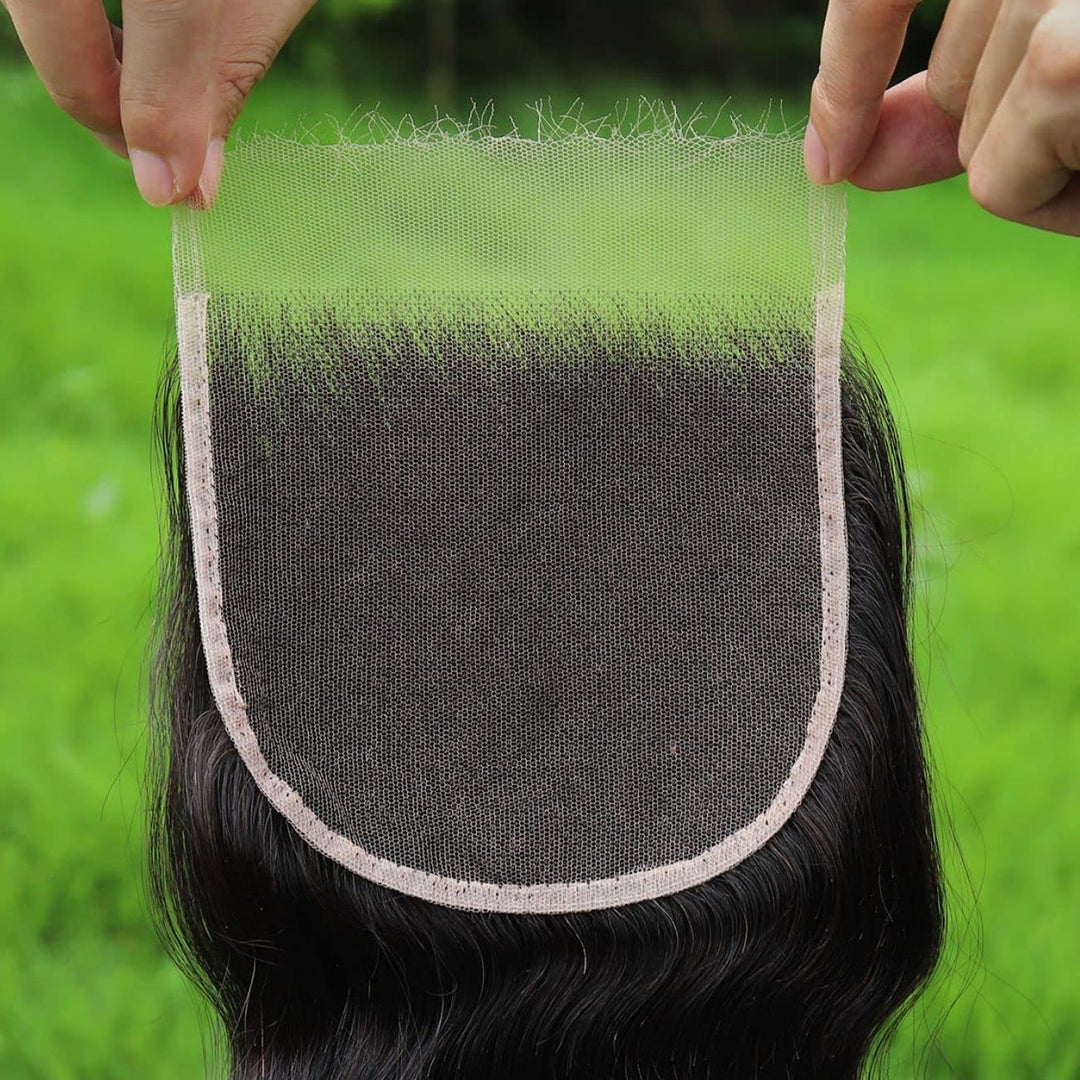 Beeos 6X6 Skinlike Real Hd Lace Closure Only, Deep Wave 0.10Mm Ultra-Thin Invisible Swiss Hd Lace Pre Plucked Hairline With Baby