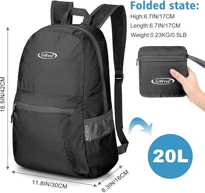 G4Free 20L Lightweight Packable BackpackTravel Hiking Daypack Foldable Backpack for Men Women