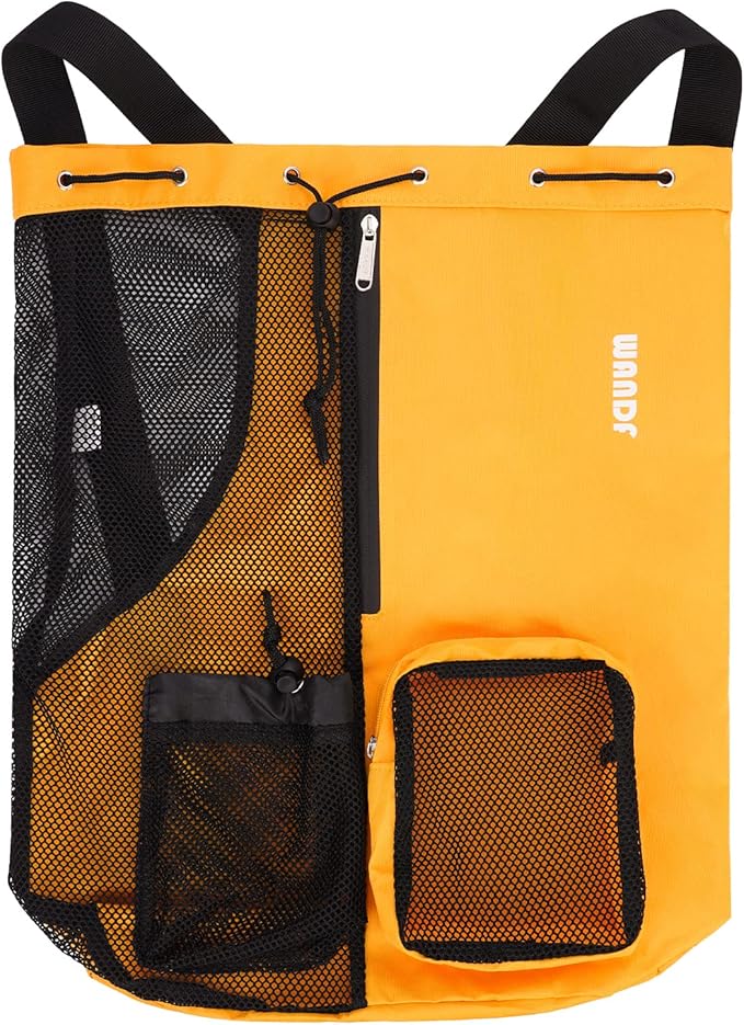 WANDF Swim Bag Mesh Drawstring Backpack with Wet Pocket for Swimming, Gym, and Workout Gear