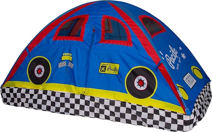 Pacific Play Tents 19711 Kids Rad Racer Bed Tent Playhouse - Full Size Mattress