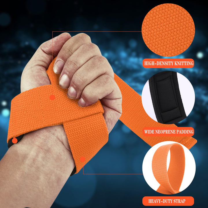 YZKEC 24" Cotton Weight Lifting Wrist Straps with Neoprene Cushioned Padded for Wrist Support and Protection,Weightlifting,Strength Training,Bodybuilding,Powerlifting,Dumbbell Workout,Men and Women