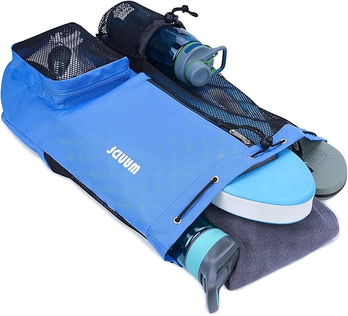 WANDF Swim Bag Mesh Drawstring Backpack with Wet Pocket for Swimming, Gym, and Workout Gear