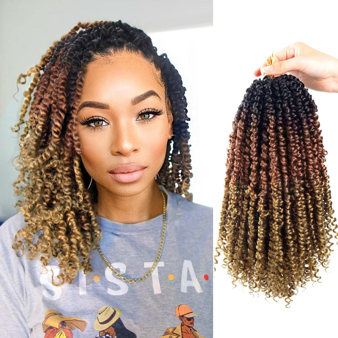Pre-Twisted Passion Twist Crochet Hair 12 Inch Ombre Passion Twist Hair 8 Packs, Ombre Crochet Hair Pre Looped Passion Twists Cr
