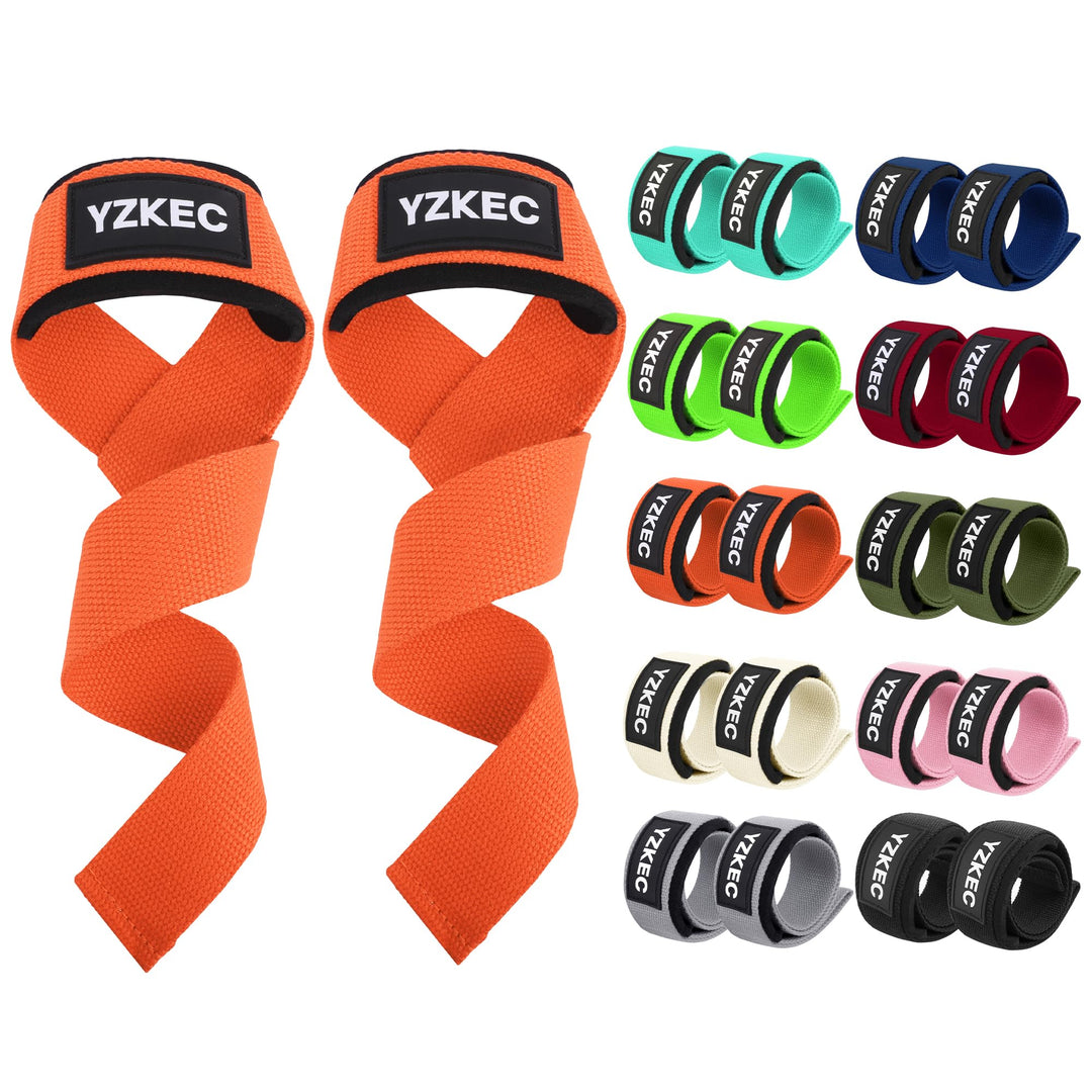 YZKEC 24" Cotton Weight Lifting Wrist Straps with Neoprene Cushioned Padded for Wrist Support and Protection,Weightlifting,Strength Training,Bodybuilding,Powerlifting,Dumbbell Workout,Men and Women