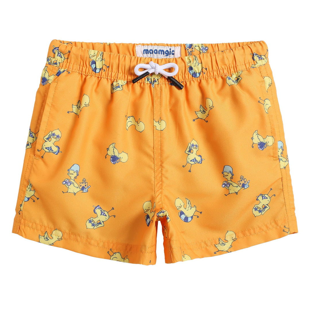 maamgic Boys Swim Trunks Toddler Swim Shorts Little Boys Bathing Suit Swimsuit Toddler Boy Swimwear Orange Duck 2T,Orange Duck,2 T