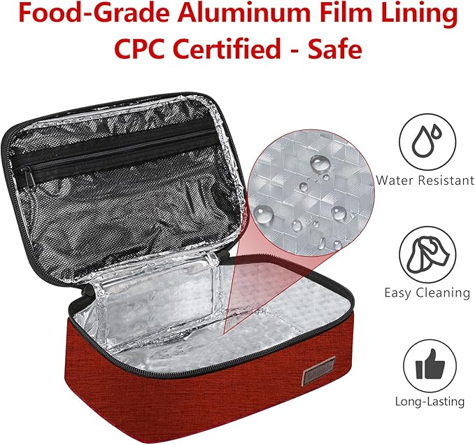 Gloppie Small Lunch Bag Insulated Lunch Box for Women Girls Kids Mini Lunchbox Adult Portable Cooler Bags Reusable Snack Bag Thermal Lunch Boxes, Wine Red