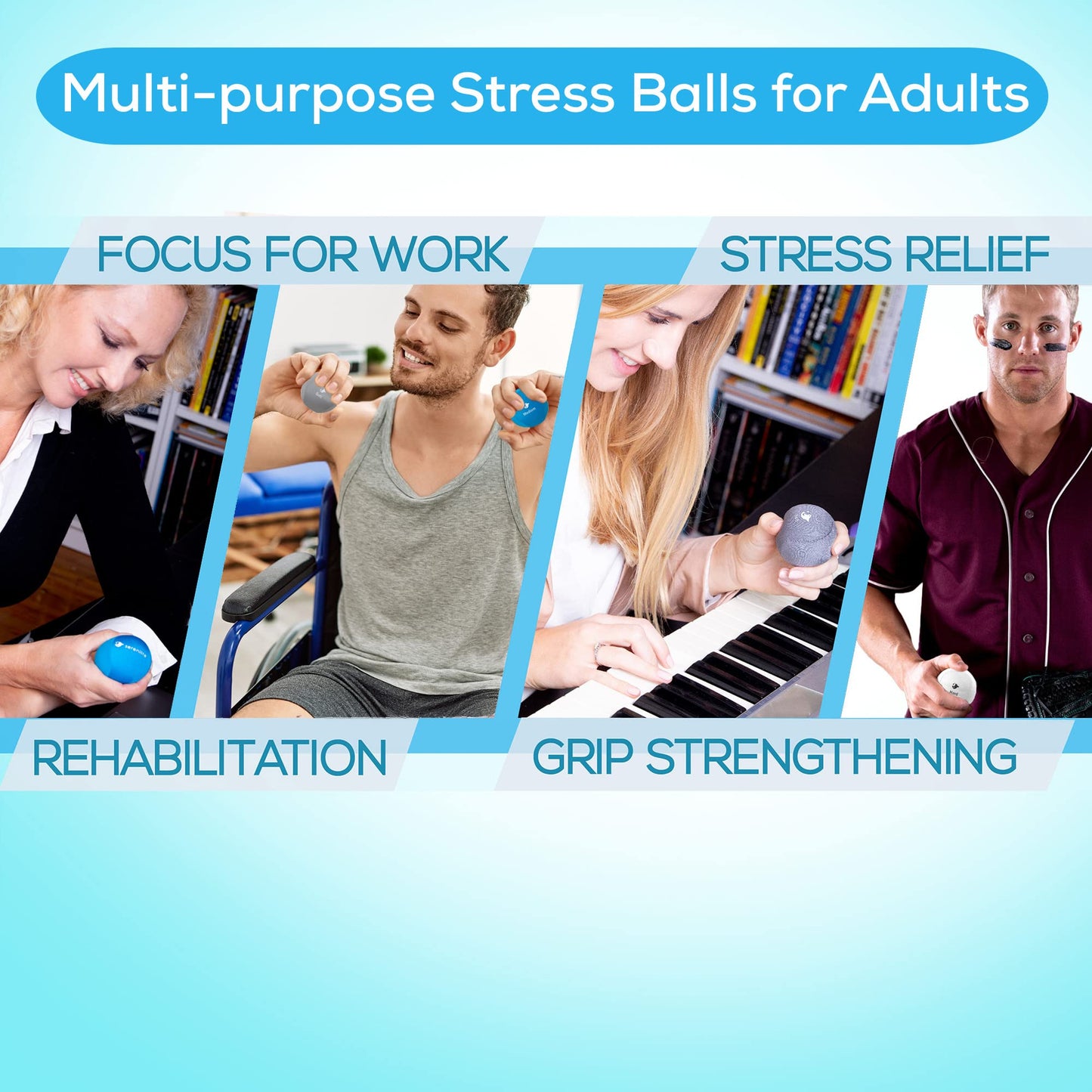 Serenilite Stress Balls, Anxiety Relief Items, Grip Strength Trainer, Meditation Accessories, Physical Therapy Equipment, Fidget Ball, Stress Balls for Adults, Hand Grip Strengthener