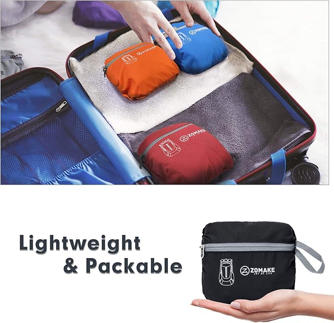 ZOMAKE Ultra Lightweight Packable Backpack 25L, Foldable Hiking Backpacks Water Resistant Small Folding Daypack for Travel(Black)