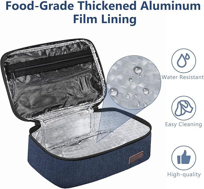 Gloppie Small Lunch Bag for Men Women Kids Insulated Lunch Box Mini Lunchbox Portable Cooler Bags Adult Thermal Lunch Boxes Reusable Snack Bag, Blue