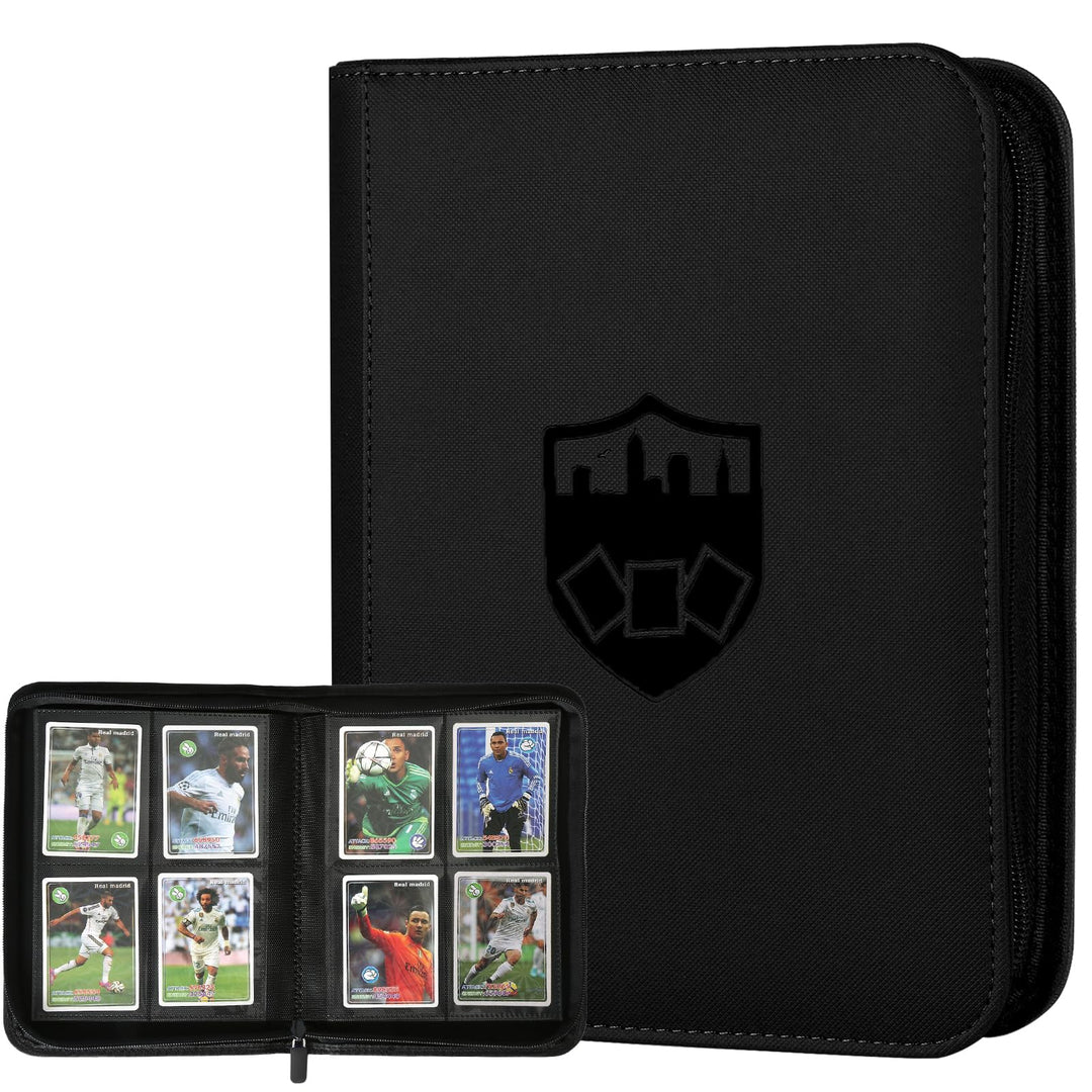 Trading Card Binder 4 Pocket, GERMUN PU Cover Card Binder for 160 Cards, Premium Trading Card Holder Folders, Double Sided Pocket Card Album for MTG, TCG (Black)