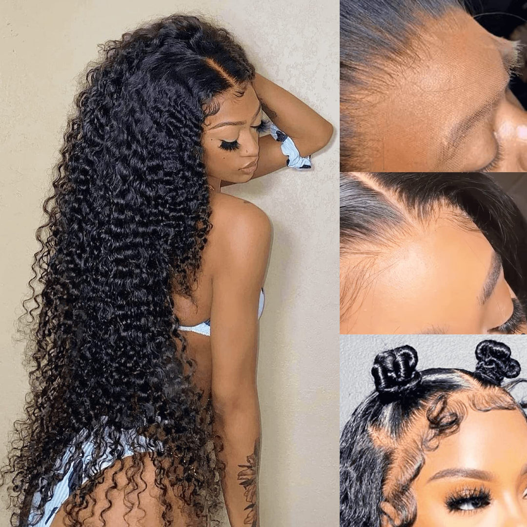 Beeos 180% Density Skinlike Real Hd Lace Wig,Curly 13X4 Full Frontal Lace Wig Pre Plucked Clean Hairline With Baby Hair Brazilia