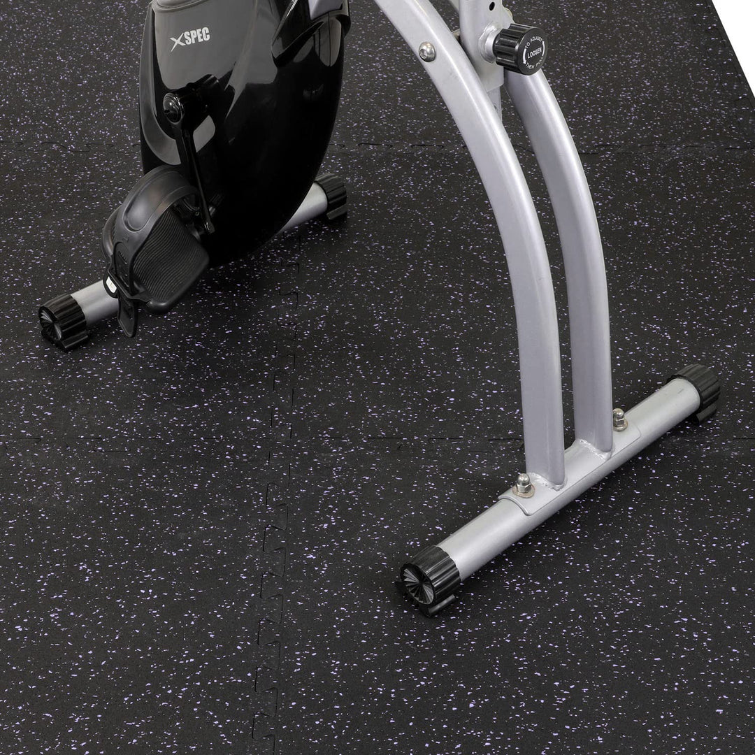 Xspec 1/2" Thick 48 sq ft (12 Tiles) Interlocking Rubber Top EVA Foam Exercise Mat | Home Gym Mats Workout Flooring Tiles for Gyms, Fitness Rooms | Durable Grip Protective Flooring, Black/Purple