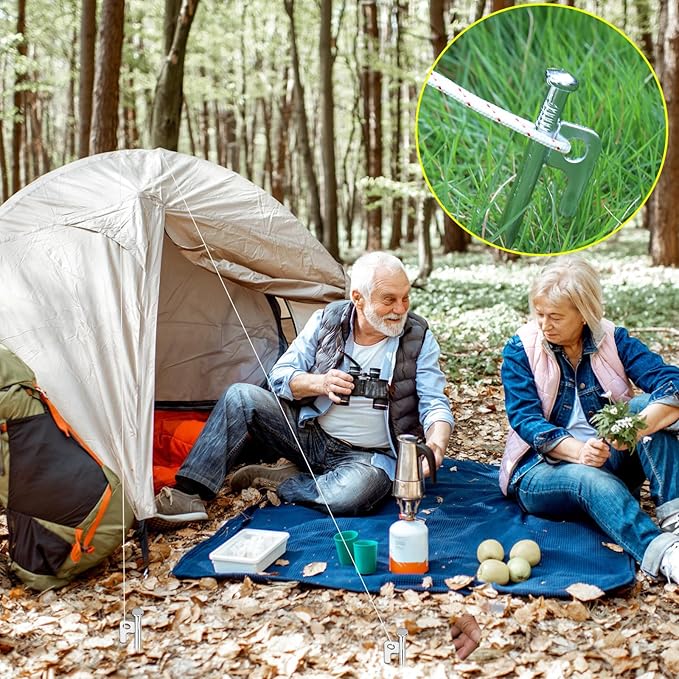 Blulu 24 Pcs 8/12/16 Inch Tent Stakes Heavy Duty Steel Metal Tent Pegs Unbreakable and Inflexible Metal Stakes Tent Spikes for Camping, Yard Decoration, Picnic, Tarp(Silver, 8 Inch)