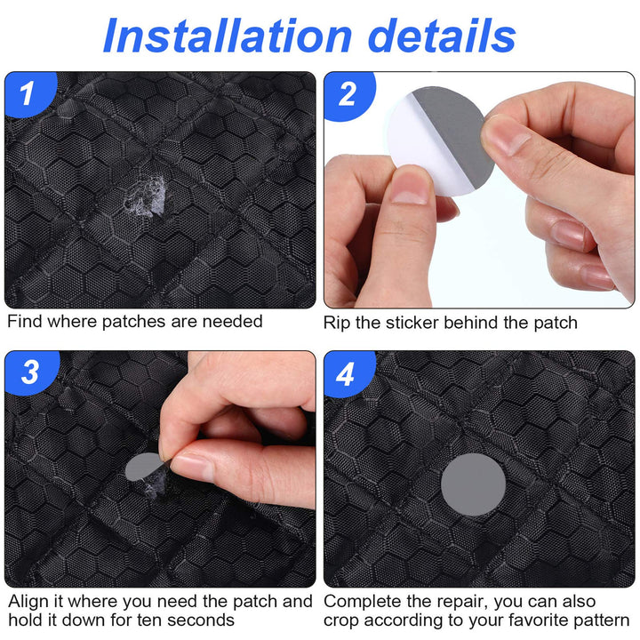 80 Pieces Down Jacket Patches Nylon Repair Tape Self-Adhesive Repair Patch with 8 Sizes for Jacket Tent Outerwear Repair, Round and Oval Shape (Dark Grey)