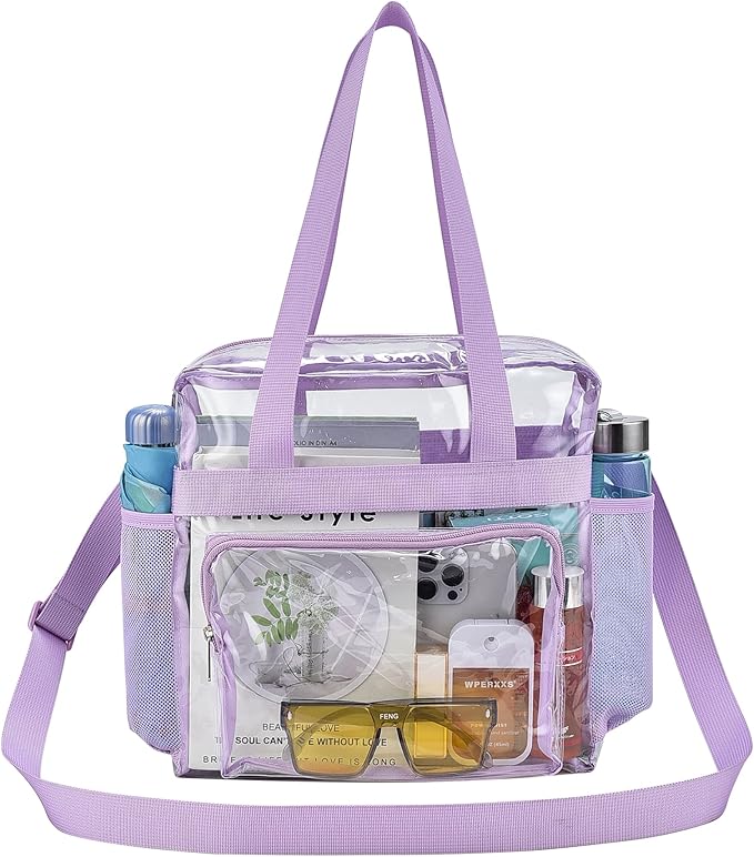 USPECLARE Clear Tote Stadium Approved, Security Travel & Gym Clear Bag for Work Sports Games Concerts