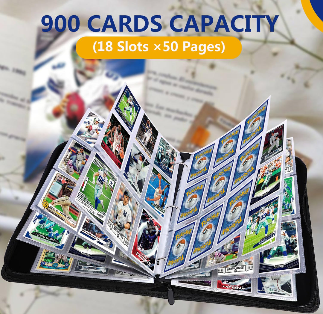 HESPLUS Trading Card Binder, 9 Pocket Card Binder with Sleeves 900 Double Sided Pocket Sports Card Binder, Card Collection Binder, Collector Card Album for Baseball Cards, TCG, MTG, Sports, Game Cards