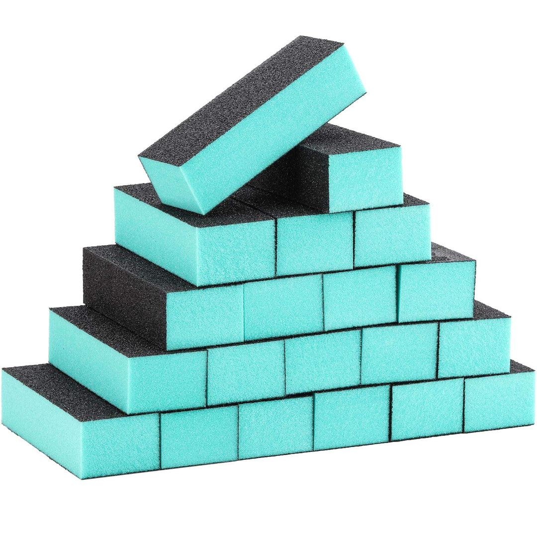 Nail Buffer Sanding Blocks Polisher Buffing Files Nail Art Pedicure Manicure Tool 80/120 Grit, 20 Pcs (Black Green)
