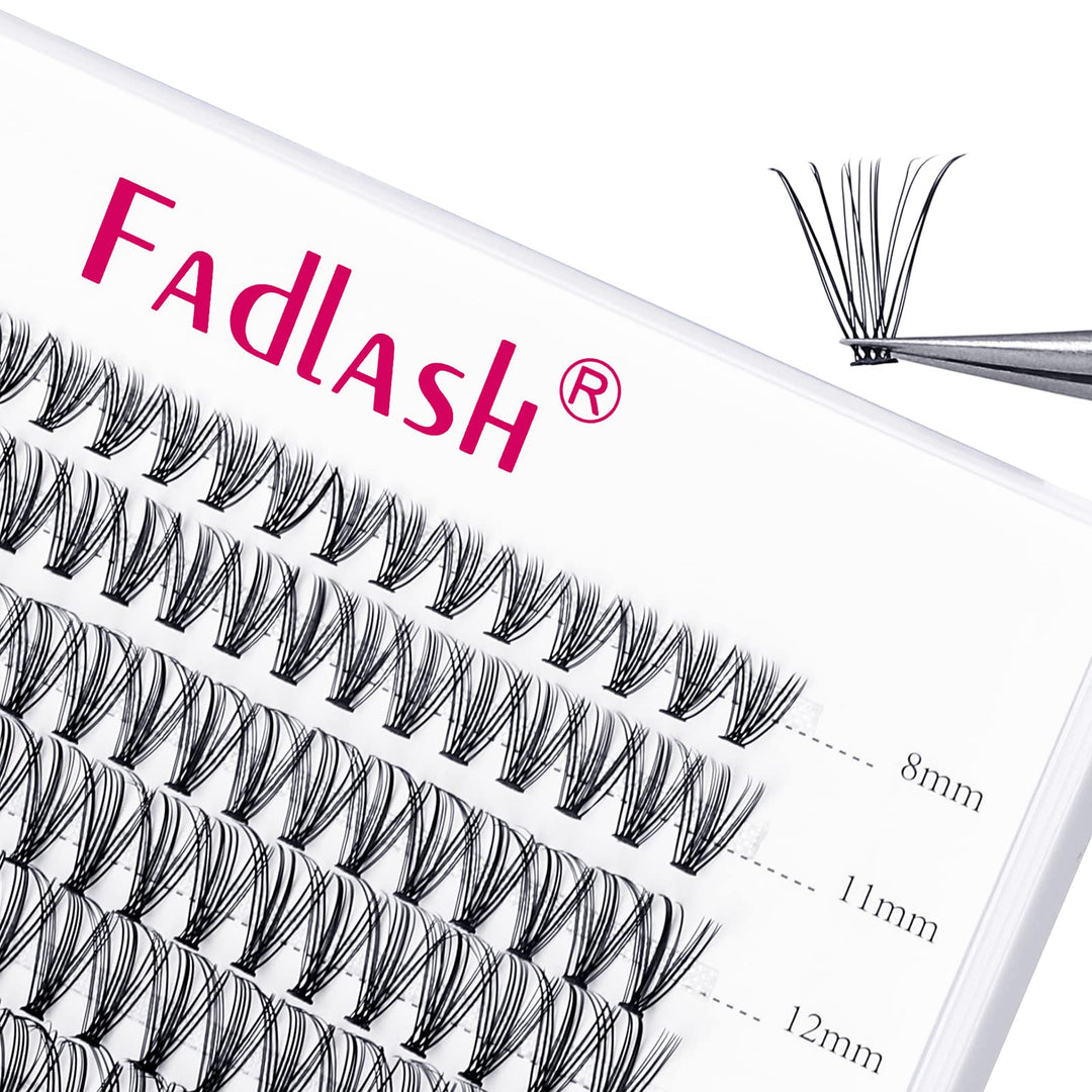 Fadlash Lash Clusters Extensions Individual Lashes Natural Soft 120Pcs 20D C Cur Mixed Tray Natural Long Black Faux Mink Volume