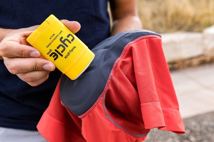 BodyGlide Cycle Glide Anti Chafe Balm Stick for Biking, Motorcycling, Horseback 1.5oz + for Her Anti Chafe Balm for Bra, Thighs, Heels 0.8oz