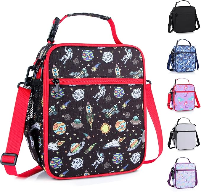 Kids Insulated Lunch Box Bag, Thermal Picnic Cool Bags with Adjustable Strap for Adults Children Women Men Boys Girls School Work (Planet01)