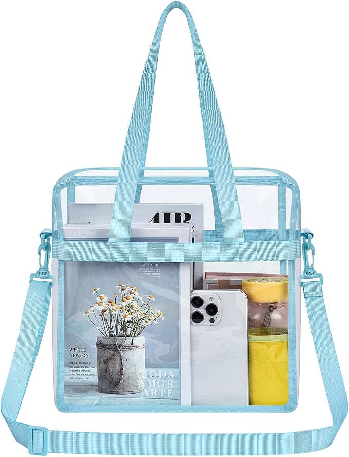 USPECLARE Clear Tote Stadium Approved, Security Travel & Gym Clear Bag for Work Sports Games Concerts