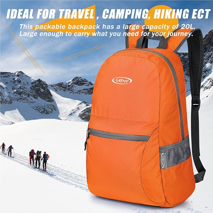 G4Free 20L Lightweight Packable Backpack Travel Hiking Daypack Foldable Backpack for Men Women