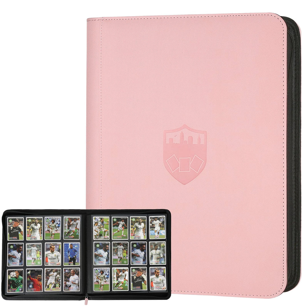 Trading Card Binder 12 Pocket, GERMUN PU Cover Card Binder for 720 Cards, Premium Trading Card Holder Folders, Double Sided Pocket Card Album for MTG, TCG (Pink)