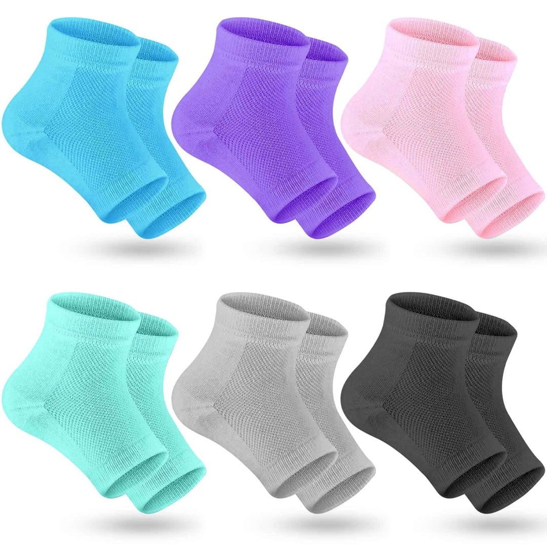 Selizo 6 Pairs Heel Moisturizing Socks Open Toe Socks Cracked Gel Heel Socks Foot Toeless Heel Repair Socks For Women Dry Hard C