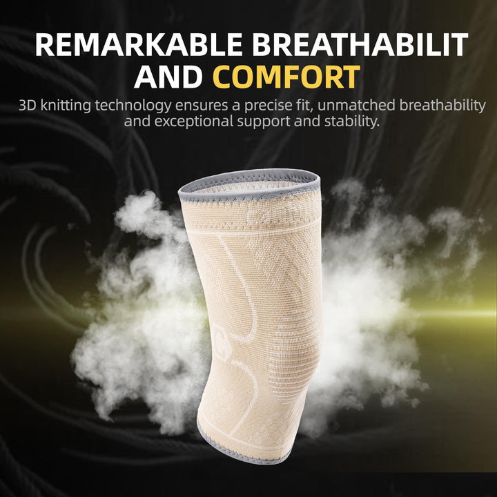 CAMBIVO 2 Pack Knee Brace, Knee Compression Sleeve Support for Men and Women, Knee Pads for Running, Hiking, Meniscus Tear, Arthritis,Joint Pain Relief (Beige,Small)