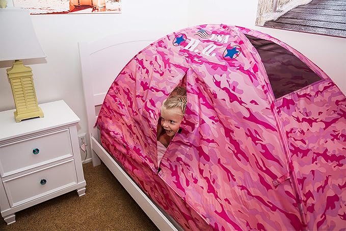 Pacific Play Tents 19781 Kids Pink Camo Bed Tent Playhouse - Twin Size
