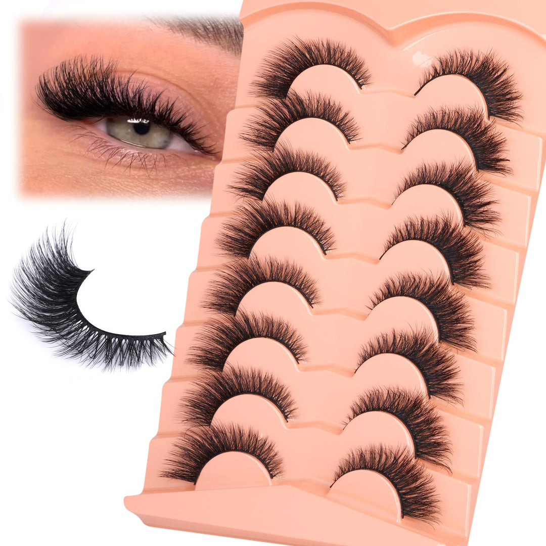 Mink Lashes Cat Eye Fluffy False Lashes Fox Eye False Eyelashes Lashes Natural D Curl Volume Fake Eyelashes Soft Handmade Lashes that Look Like Extensions Lashes Pack
