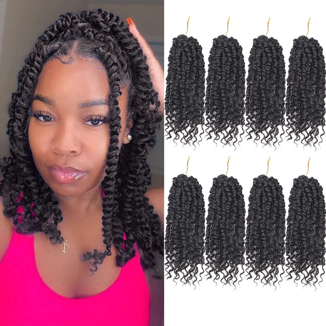 Pre-Twisted Passion Twist Crochet Hair 10 Inch 8 Packs Crochet Passion Twists, Pre Looped Short Passion Twist Hair Crochet Braid