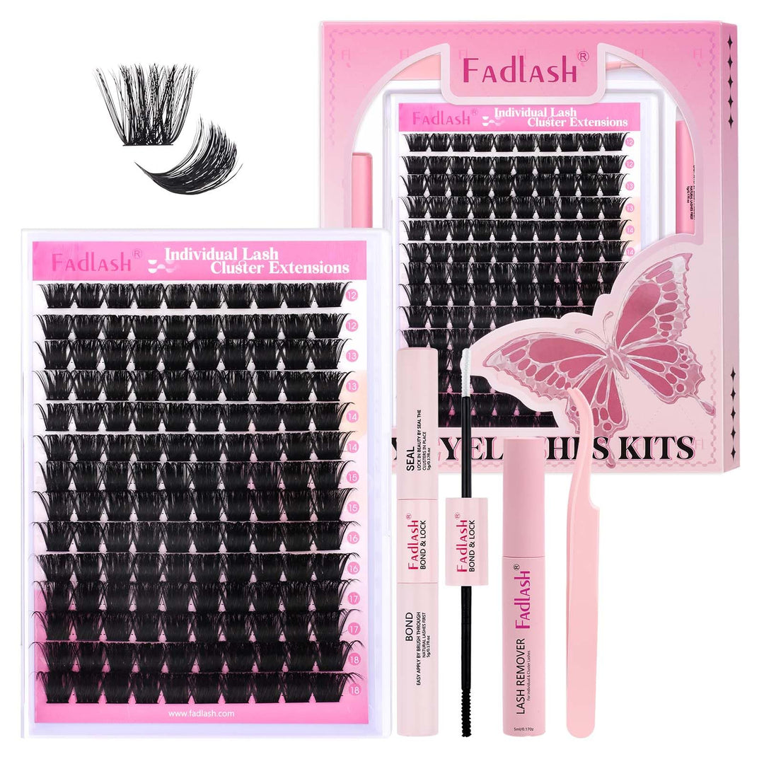 Fadlash Lash Extension Diy Kit Lash Clusters D Curl Cluster Lashes With Lash Bond And Seal Cluster Lashes Glue Remover Lash Twee