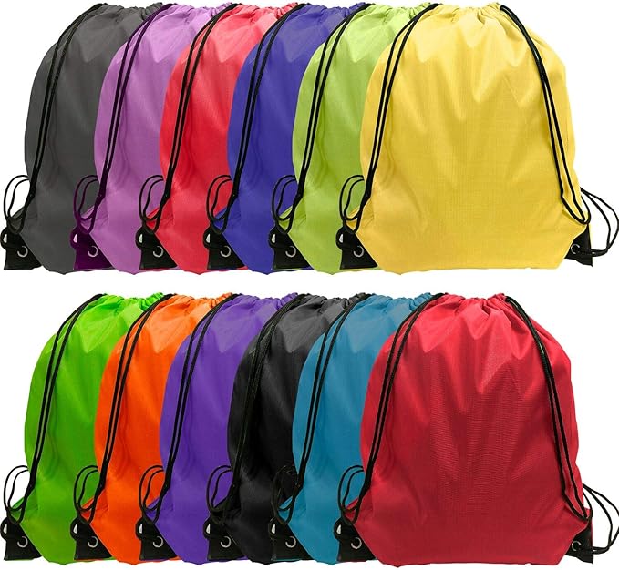 GoodtoU Drawstring Backpack Bulk Nylon Drawstring Bag String Backpack Bulk for Gym Party Trip, 12 Colors
