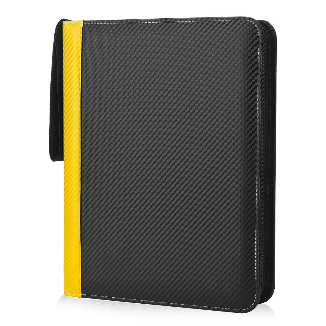 TCGUARD 9 Pockets Trading Card Binder with Sleeves Card Organizer, 900 Double Sided Pocket PU Card Collection Binder, Baseball Binder,for Sports Card, MTG, TCG Yugioh Card (Yellow)