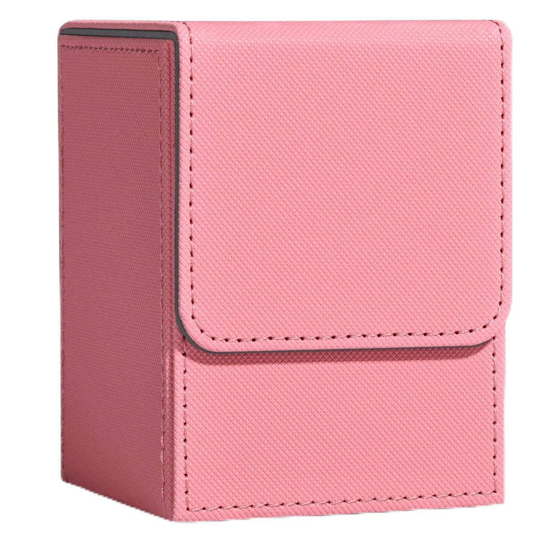 ZLCA Card Deck Box for Trading Cards, MTG YuGiOh Deck Case Holds 100+ Single Sleeved Cards, PU Leather Magnetic Card Storage Box Fits for TCG CCG Magic Game Cards (Pink)