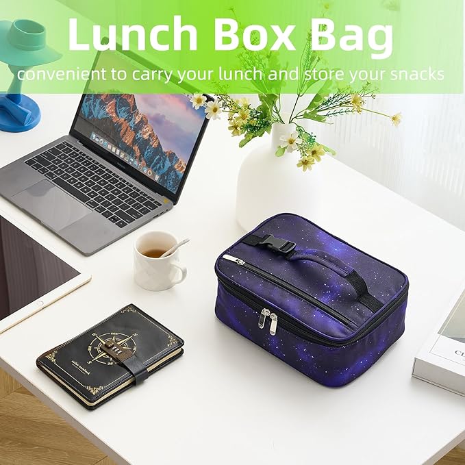 Small Lunch Box Insulated Lunch Bag for Women Men, Bento Kids Lunch Box, Compact Portable Thermal Meal Cooler Bags with Buckle Handle for Work & School, Astral 5L