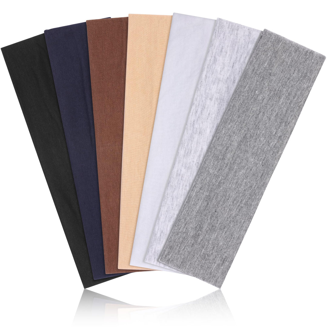 Headbands for Women Non Slip - 7PCS Fashion Sports Hair Bands for Women's Hair, Soft Cotton Cloth Stretchy Headbands for Women f