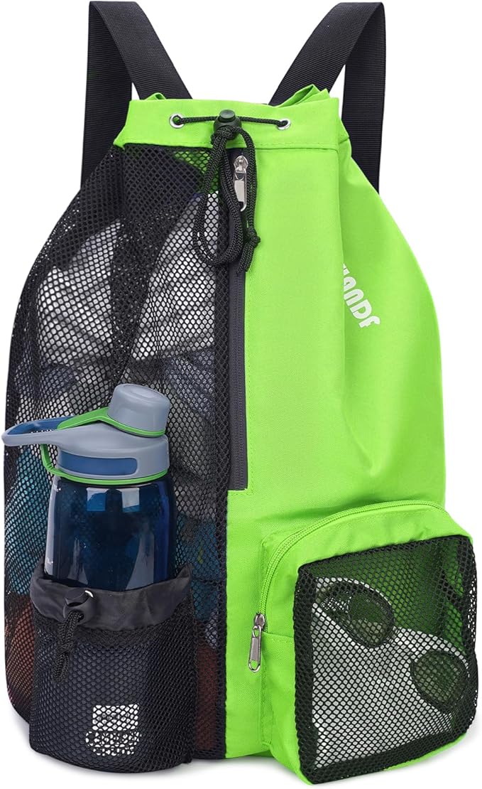 WANDF Swim Bag Mesh Drawstring Backpack with Wet Pocket for Swimming, Gym, and Workout Gear
