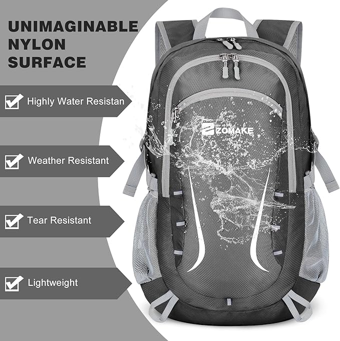 ZOMAKE Lightweight Packable Backpack 35L, Foldable Backpacks Water Resistant Collapsible Light Daypack for Hiking