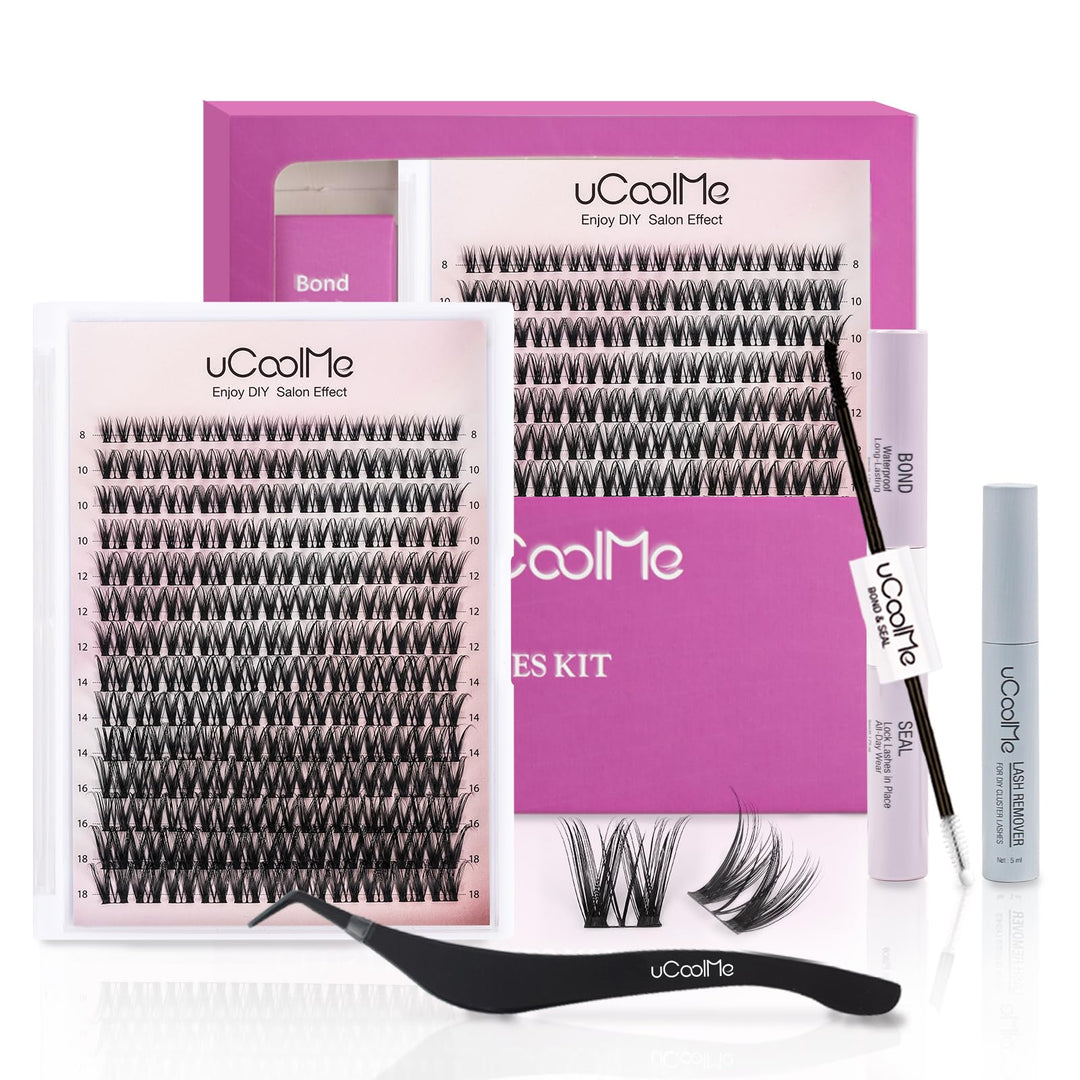 Flora Lash Clusters Kit 8-18mm Hybrid Volume Wispy Eyelash Clusters D Curl - WideSpan DIY Eyelash Extension Kit Spiky Cat Eye Lashes Individual Fake Eyelashes Clusters Kit 0.05mm Ultra-Thin Black Band