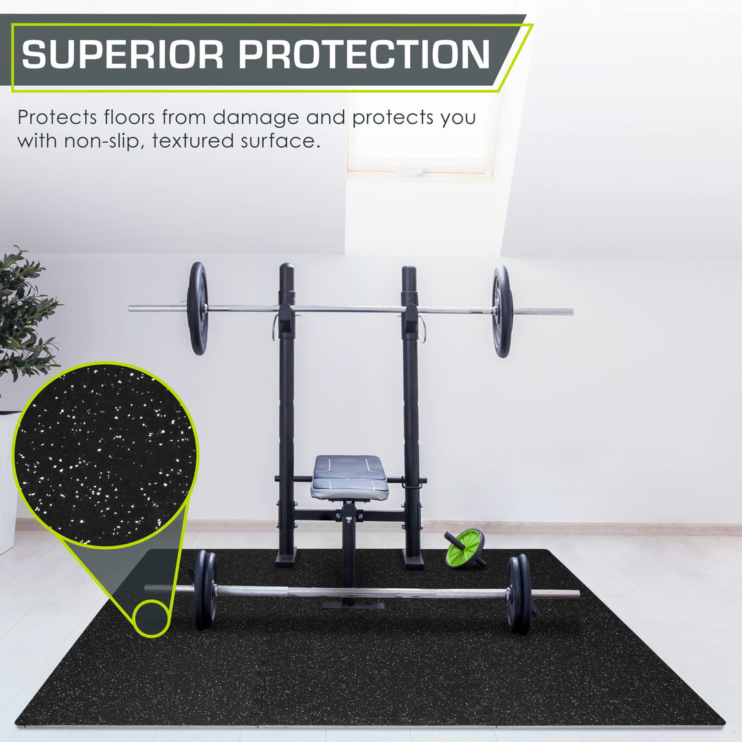 ProsourceFit Rubber Top Exercise Puzzle Mat ½-inch, 24 SQFT, 6 Tiles, EVA Foam Interlocking Tiles for Home Gym Protective Flooring for Equipment and Workouts, Grey