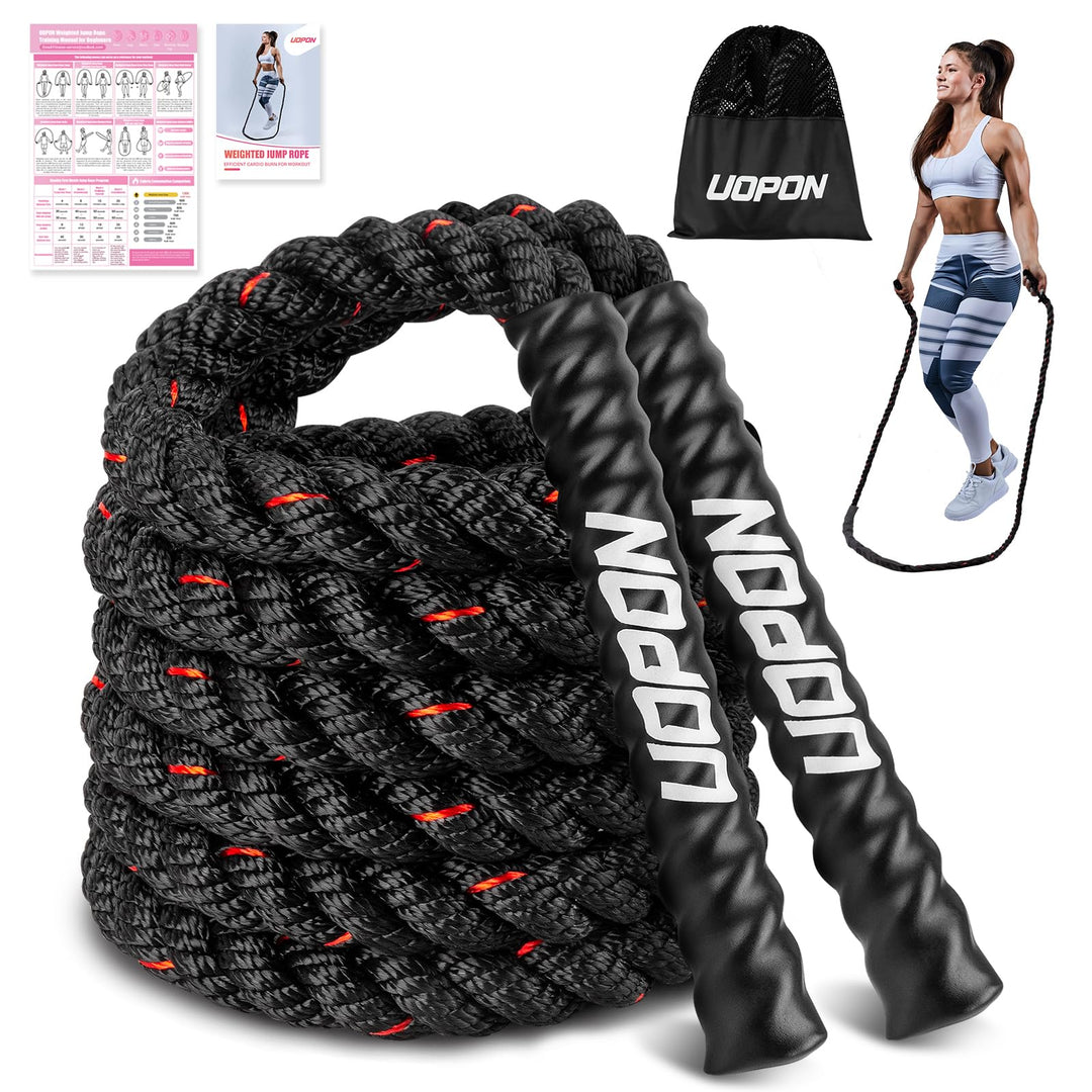 Weighted Jump Rope for Women, 1.25LB Heavy Skipping Rope for Exercise with Training Poster, 9.19FT Weight Fitness Jump Rope for Improve Strength, Building Muscle & Total Body Workout Equipment
